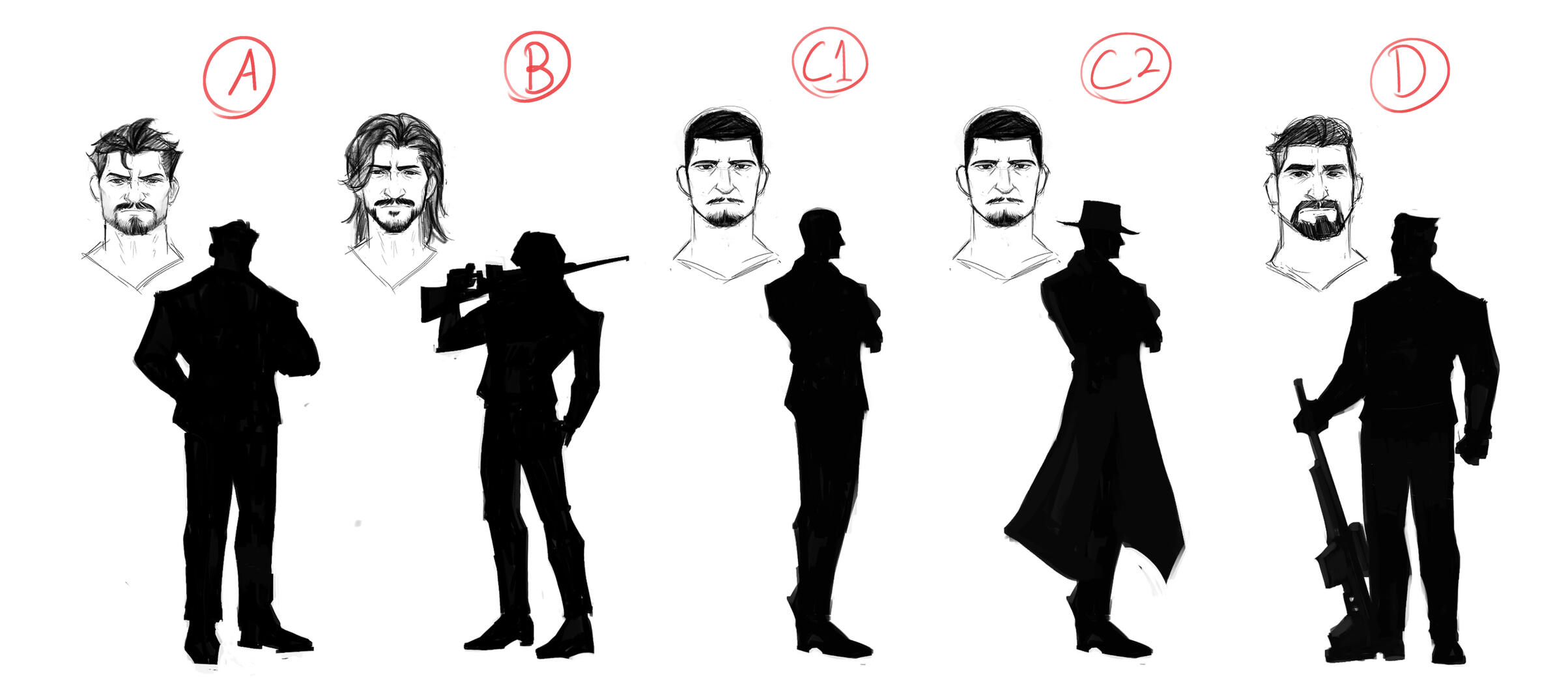 Project Winters Shortfilm : Vincent Delgado silhouette ideas